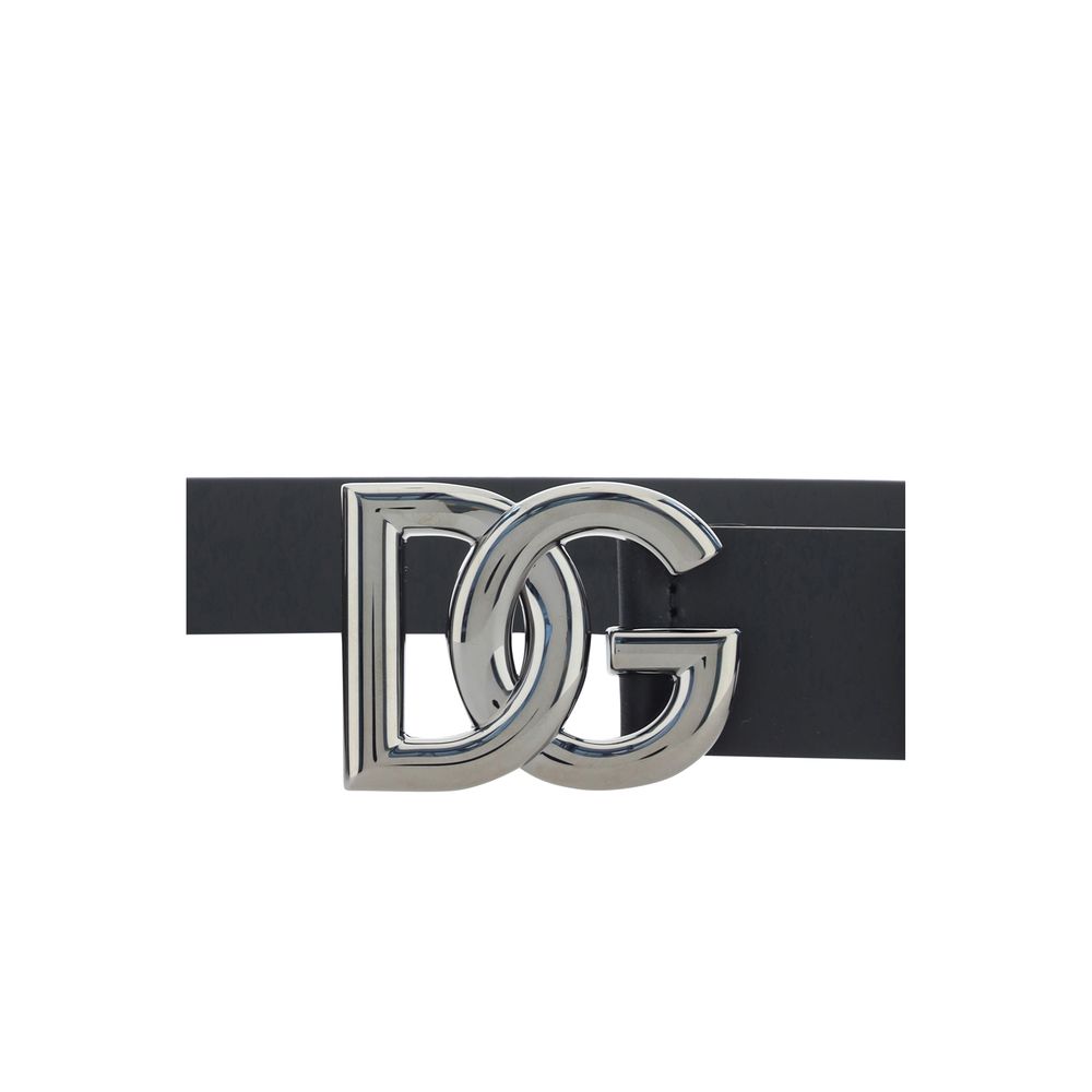 2026 New Arrival Dolce & Gabbana Black Calf Leather Bos Taurus Regular Belt