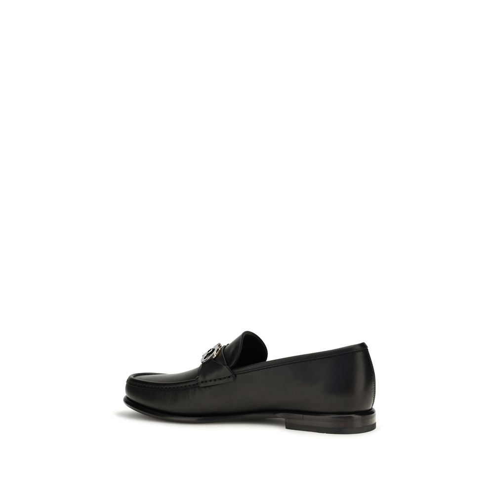 2026 New Arrival Ferragamo Black Calf Leather Bos Taurus Slip-On Loafers