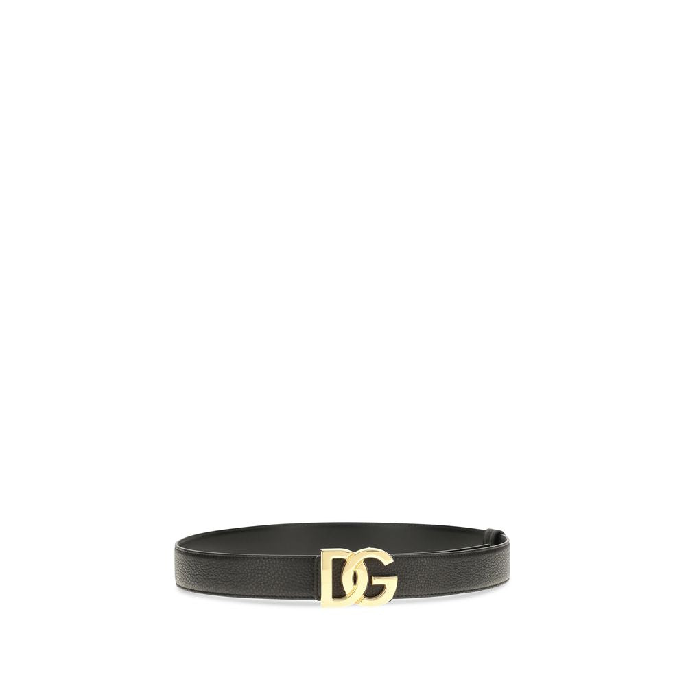 2026 New Arrival Dolce & Gabbana Black Calf Leather Bos Taurus Regular Belt