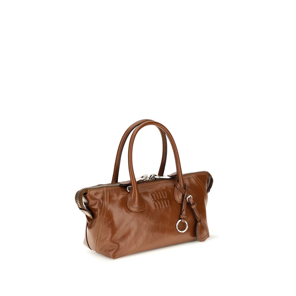 2026 New Arrival Miu Miu Brown Calf Leather Bos Taurus Handbag