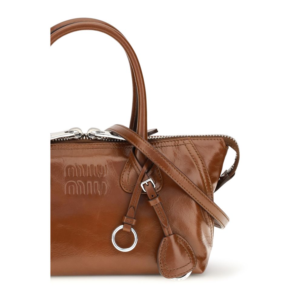 2026 New Arrival Miu Miu Brown Calf Leather Bos Taurus Handbag