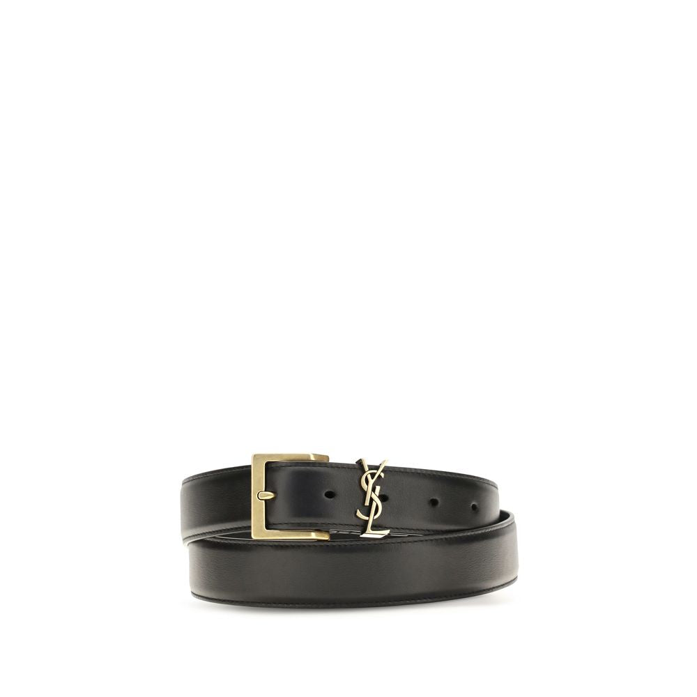 2026 New Arrival Saint Laurent Black Calf Leather Bos Taurus Regular Belt