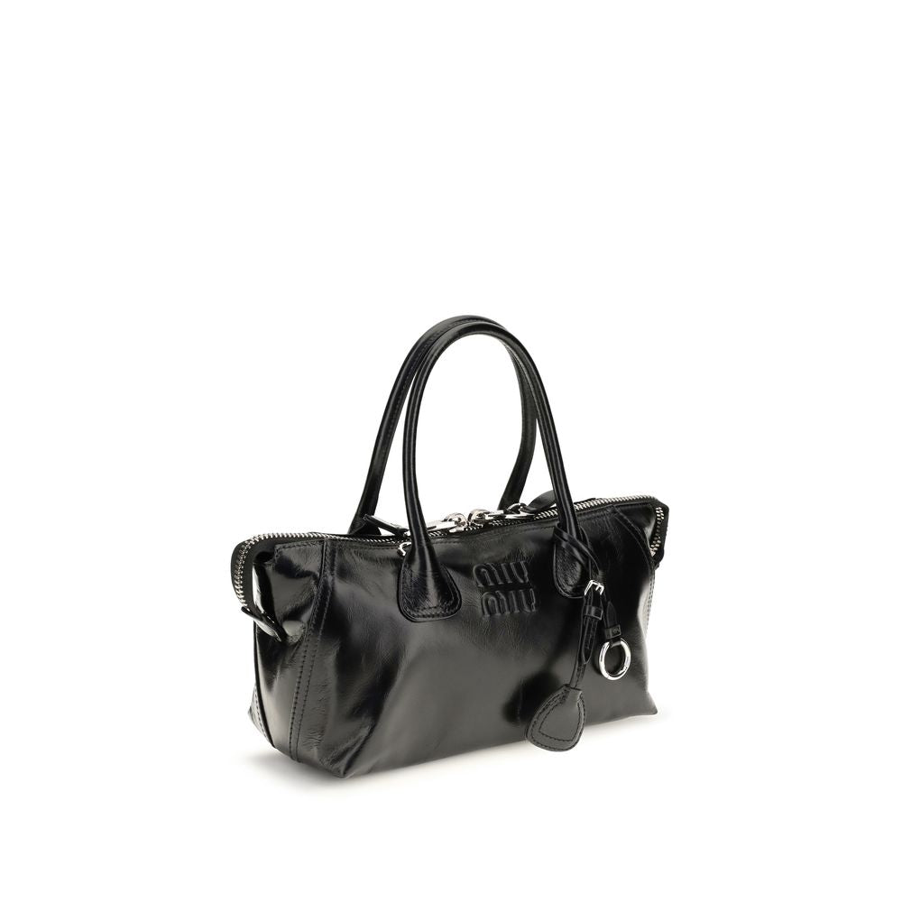 2026 New Arrival Miu Miu Black Calf Leather Bos Taurus Handbag