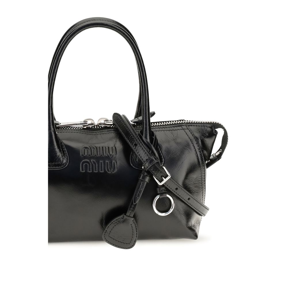 2026 New Arrival Miu Miu Black Calf Leather Bos Taurus Handbag