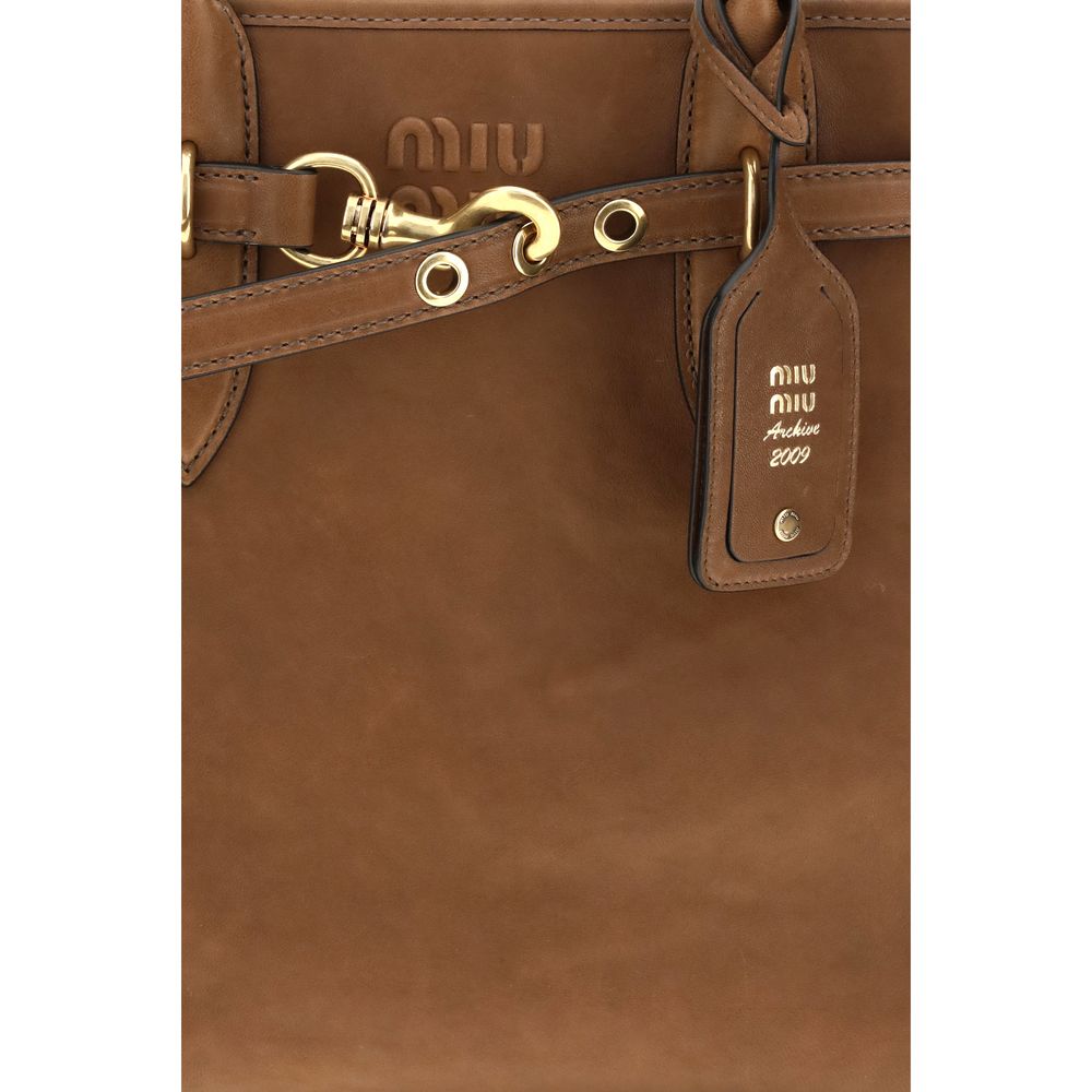 2026 New Arrival Miu Miu Brown Calf Leather Bos Taurus Shoulder Bag