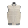 2026 New Arrival Brunello Cucinelli Beige Calf Leather Bos Taurus Sleeveless Jacket