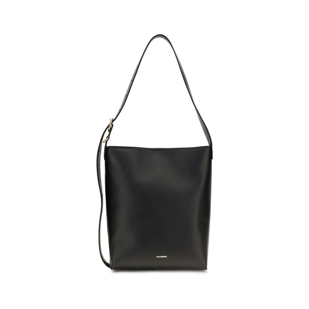 2026 New Arrival Jil Sander Black Calf Leather Bos Taurus Handbag