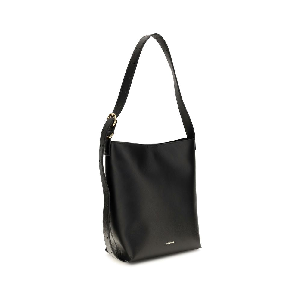 2026 New Arrival Jil Sander Black Calf Leather Bos Taurus Handbag