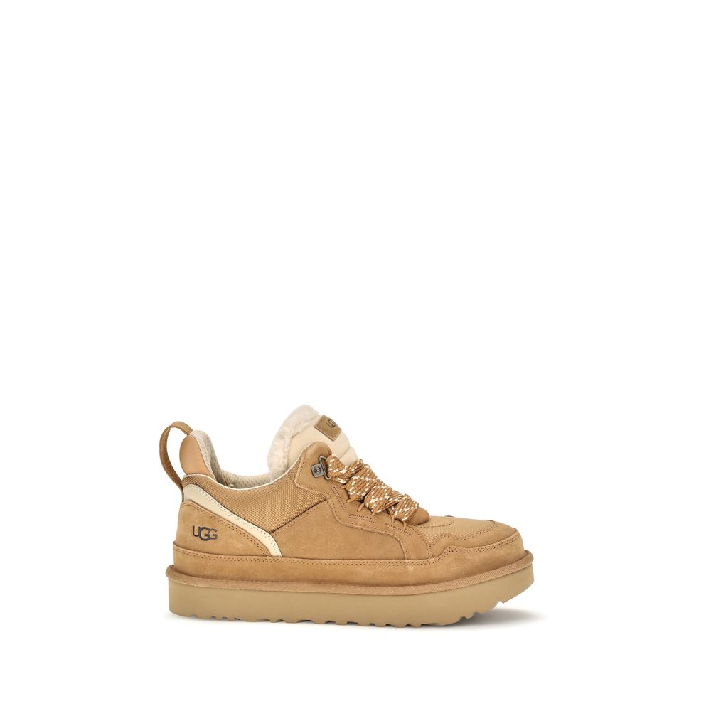 2026 New Arrival UGG Beige Calf Leather Bos Taurus Chunky Sneakers