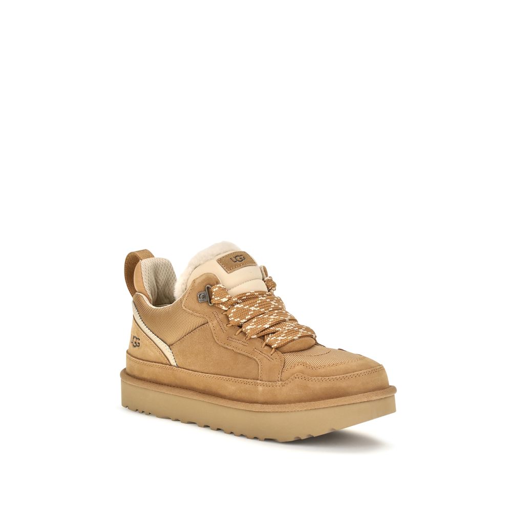 2026 New Arrival UGG Beige Calf Leather Bos Taurus Chunky Sneakers