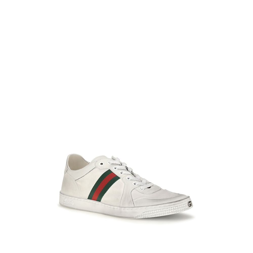 2026 New Arrival Gucci White Calf Leather Bos Taurus Low Top Sneakers