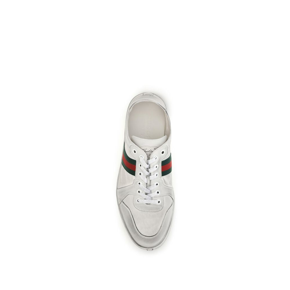 2026 New Arrival Gucci White Calf Leather Bos Taurus Low Top Sneakers
