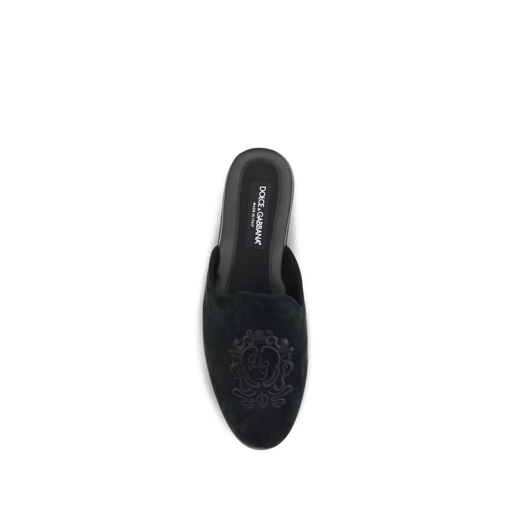2026 New Arrival Dolce & Gabbana Black Calf Leather Bos Taurus Mules