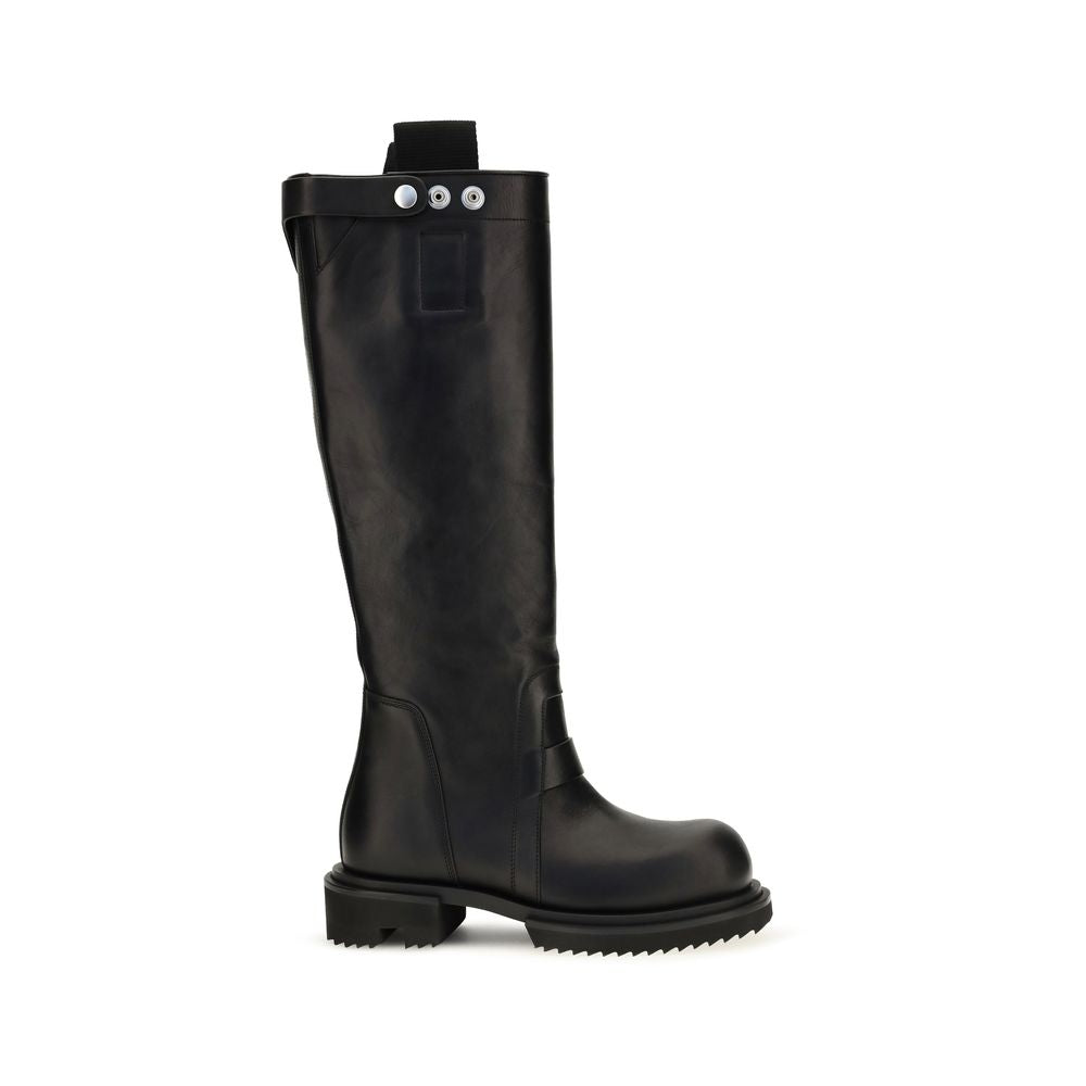 2026 New Arrival Rick Owens Black Calf Leather Bos Taurus Rain Boots