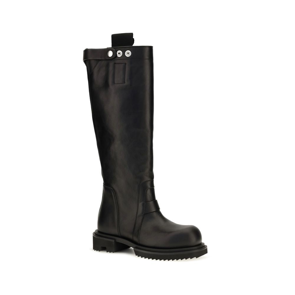 2026 New Arrival Rick Owens Black Calf Leather Bos Taurus Rain Boots