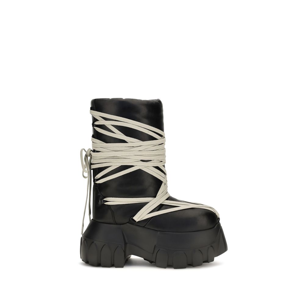 2026 New Arrival Rick Owens Black Calf Leather Bos Taurus Lace-Up Boots
