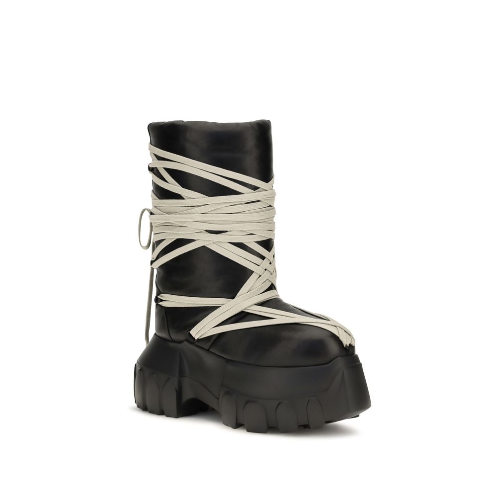 2026 New Arrival Rick Owens Black Calf Leather Bos Taurus Lace-Up Boots