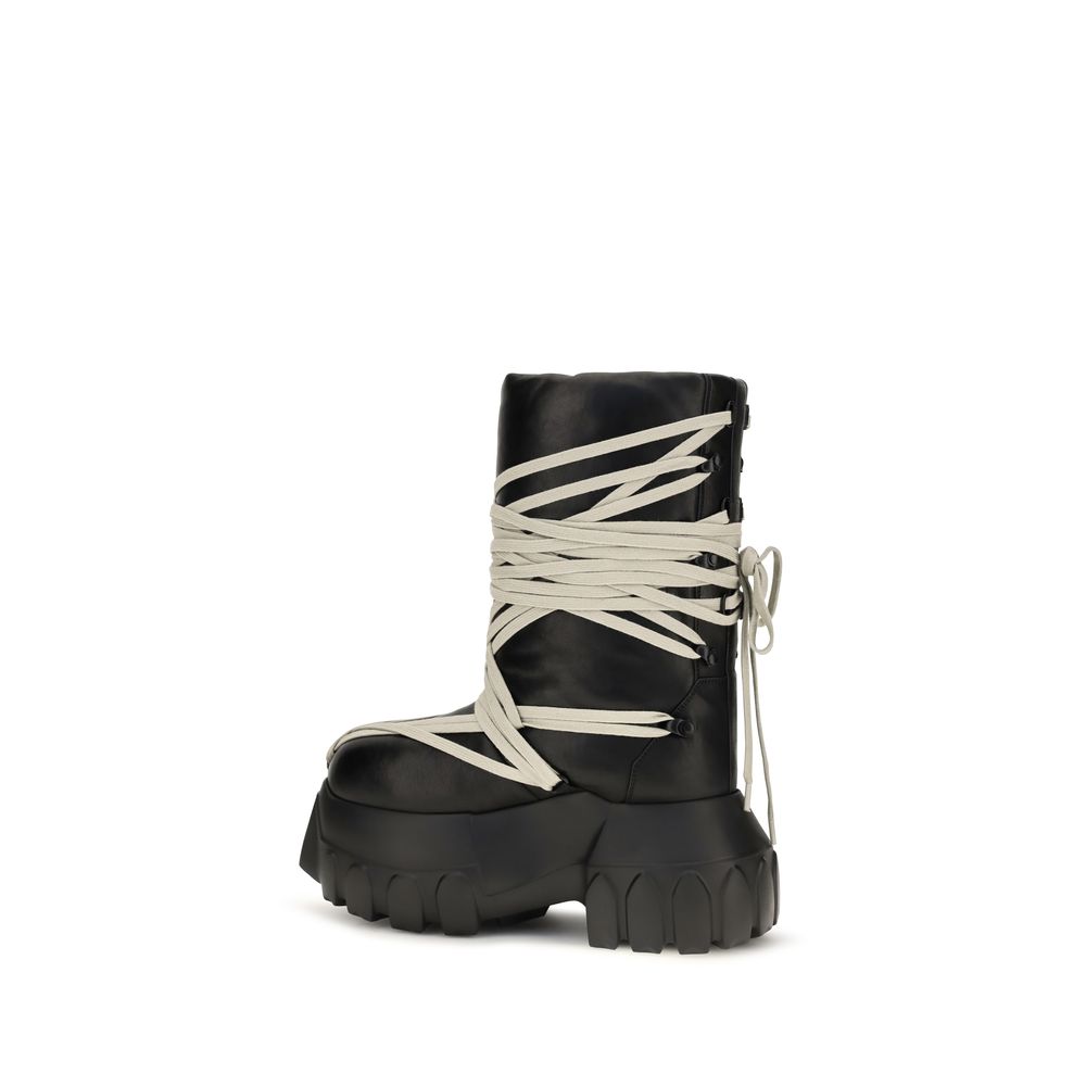 2026 New Arrival Rick Owens Black Calf Leather Bos Taurus Lace-Up Boots