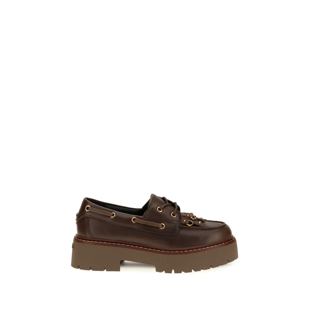2026 New Arrival PINKO Brown Calf Leather Bos Taurus Platform Loafers