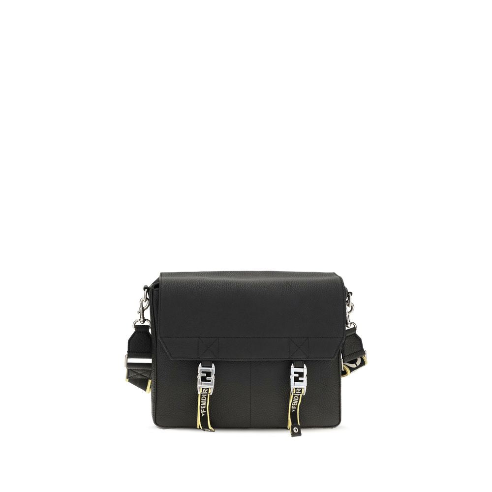 2026 New Arrival Fendi Black Calf Leather Bos Taurus Shoulder Bag