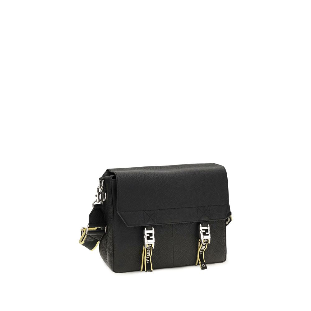 2026 New Arrival Fendi Black Calf Leather Bos Taurus Shoulder Bag