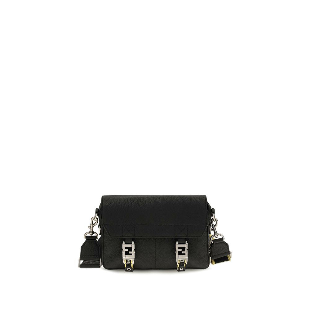 2026 New Arrival Fendi Black Calf Leather Bos Taurus Shoulder Bag