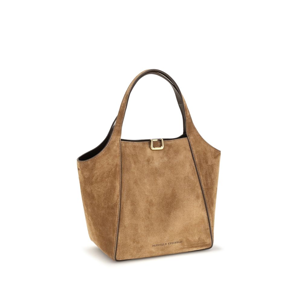 2026 New Arrival Brunello Cucinelli Beige Calf Leather Bos Taurus Shoulder Bag