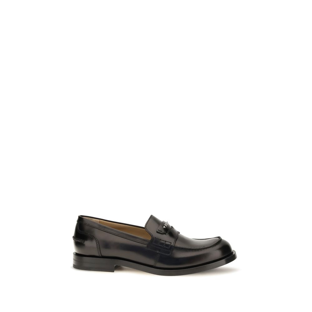 2026 New Arrival Fendi Black Calf Leather Bos Taurus Slip-On Loafers