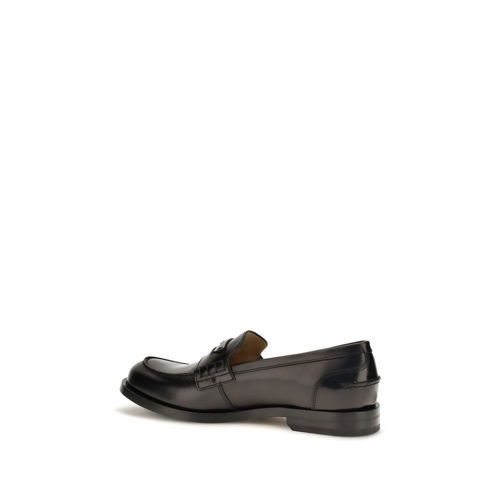 2026 New Arrival Fendi Black Calf Leather Bos Taurus Slip-On Loafers