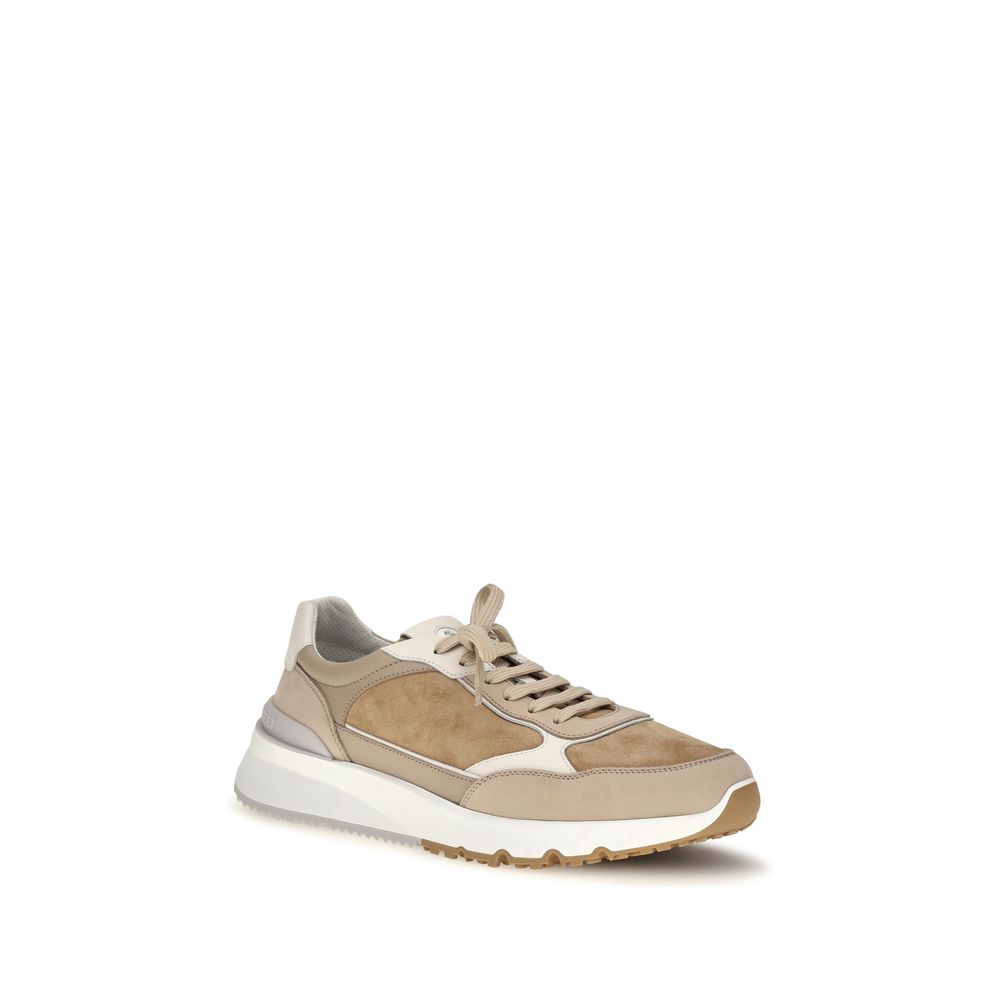 2026 New Arrival Brunello Cucinelli Beige Calf Leather Bos Taurus Low Top Sneakers