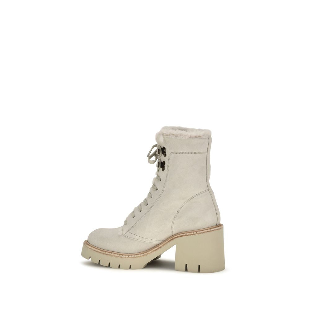 2026 New Arrival Pedro García Beige Calf Leather Bos Taurus Lace-Up Boots