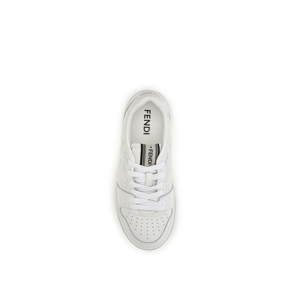 2026 New Arrival Fendi White Calf Leather Bos Taurus Athletic Sneakers