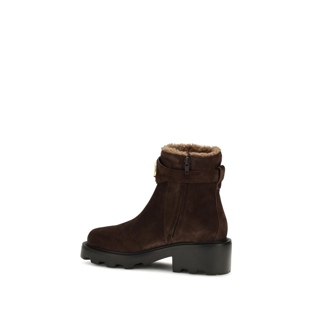 2026 New Arrival Valentino Garavani Brown Calf Leather Bos Taurus Ankle Boots