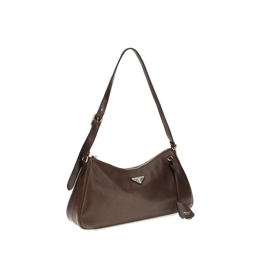 2026 New Arrival Prada Brown Calf Leather Bos Taurus Shoulder Bag