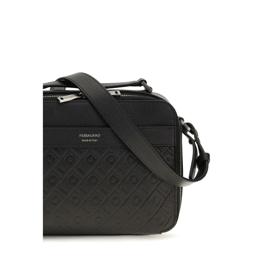 2026 New Arrival Ferragamo Black Calf Leather Bos Taurus Shoulder Bag