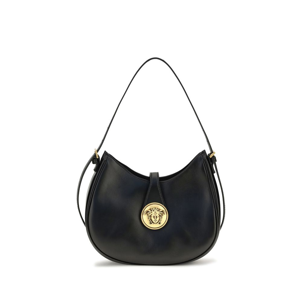 2026 New Arrival Versace Black Calf Leather Bos Taurus Shoulder Bag