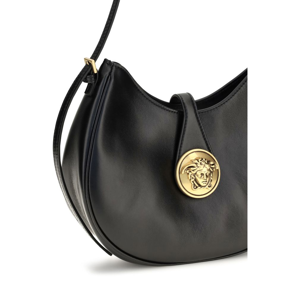2026 New Arrival Versace Black Calf Leather Bos Taurus Shoulder Bag