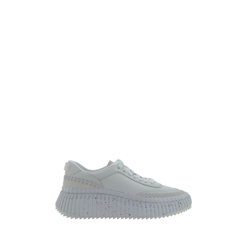 2026 New Arrival Chloé White Calf Leather Bos Taurus Platform Sneakers