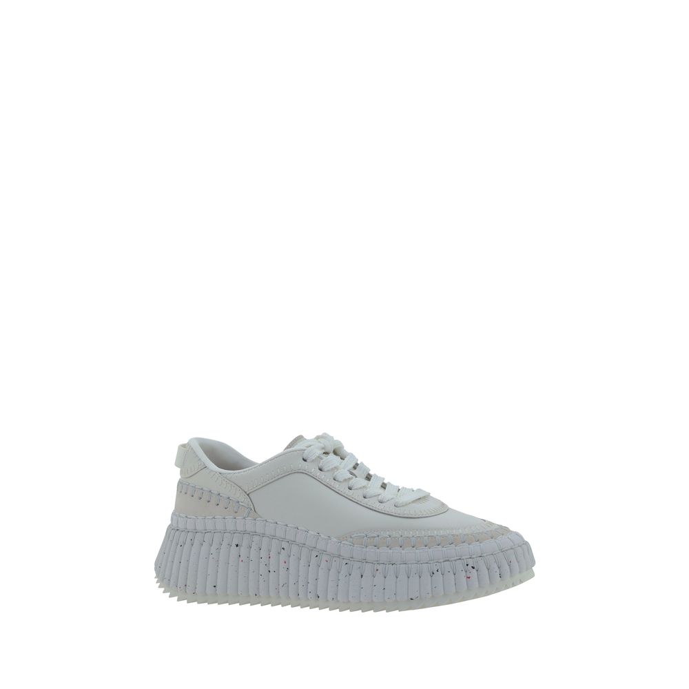 2026 New Arrival Chloé White Calf Leather Bos Taurus Platform Sneakers