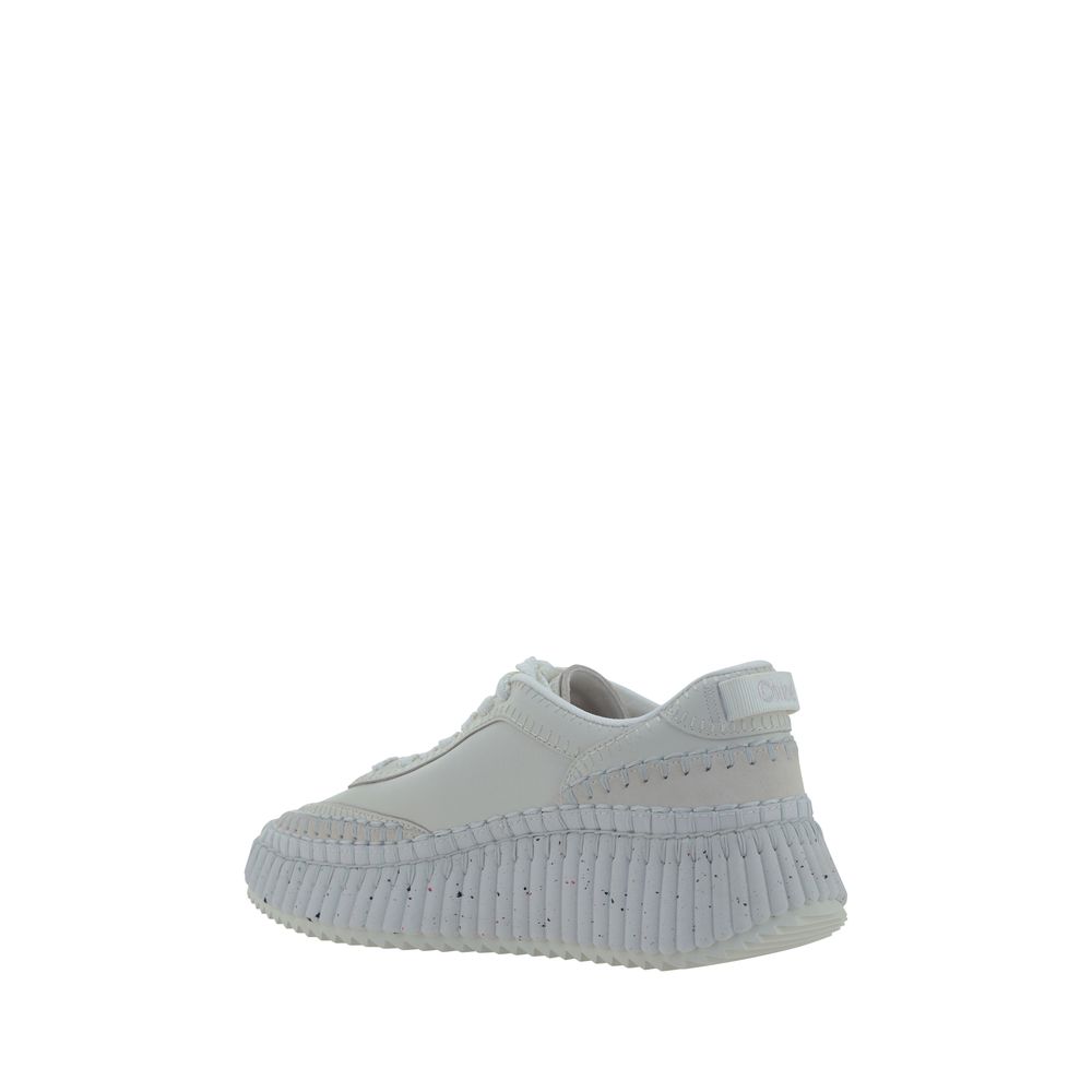 2026 New Arrival Chloé White Calf Leather Bos Taurus Platform Sneakers