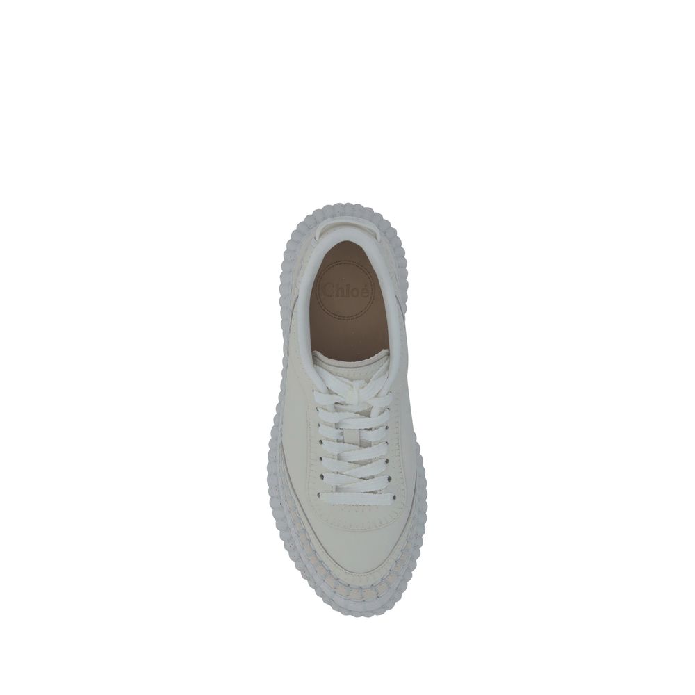 2026 New Arrival Chloé White Calf Leather Bos Taurus Platform Sneakers