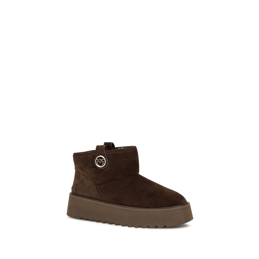 2026 New Arrival PINKO Brown Calf Leather Bos Taurus Flat Boots