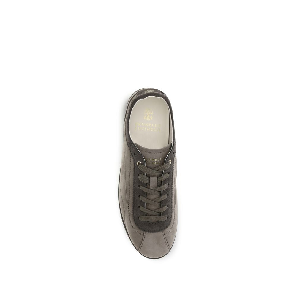 2026 New Arrival Brunello Cucinelli Gray Calf Leather Bos Taurus Sneakers