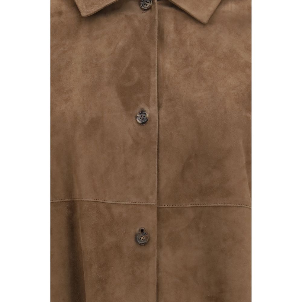 2026 New Arrival 'S Max Mara Brown Lamb Ovis Aries Aries Leather Jacket