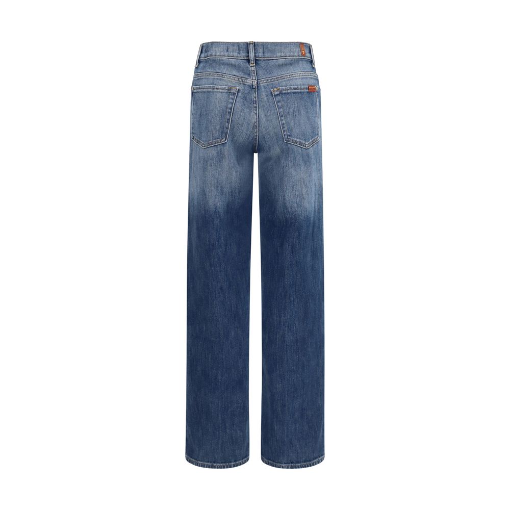 2026 New Arrival 7FOR Blue Cotton Straight-Leg Jeans