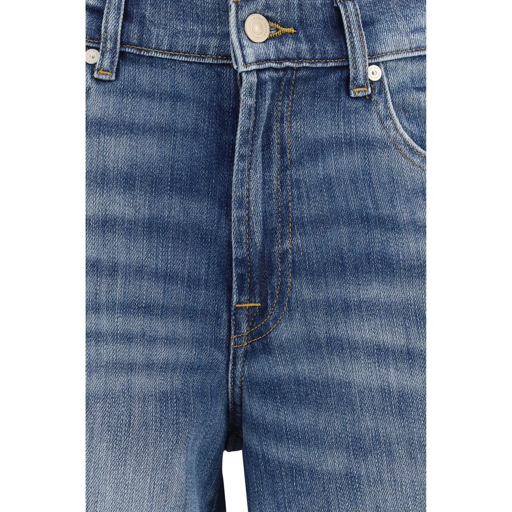 2026 New Arrival 7FOR Blue Cotton Straight-Leg Jeans