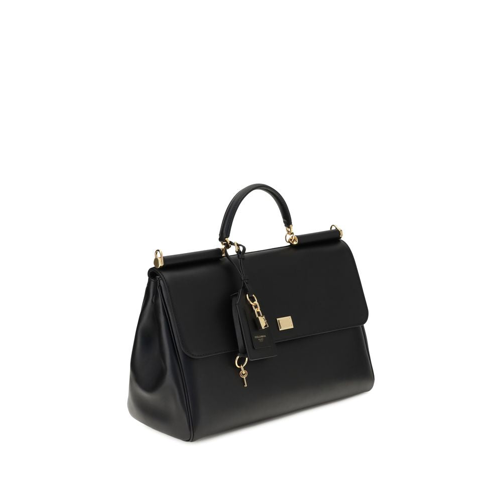 2026 New Arrival Dolce & Gabbana Black Calf Leather Bos Taurus Shoulder Bag