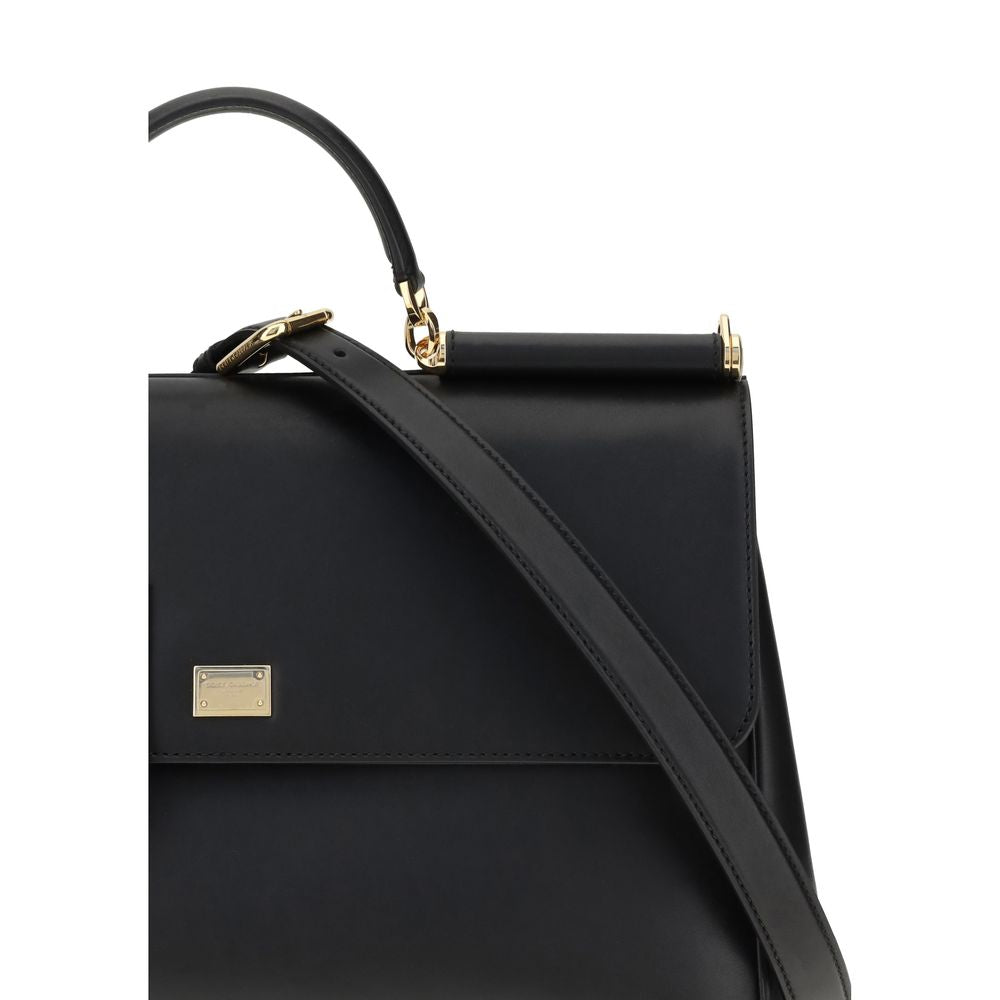 2026 New Arrival Dolce & Gabbana Black Calf Leather Bos Taurus Shoulder Bag