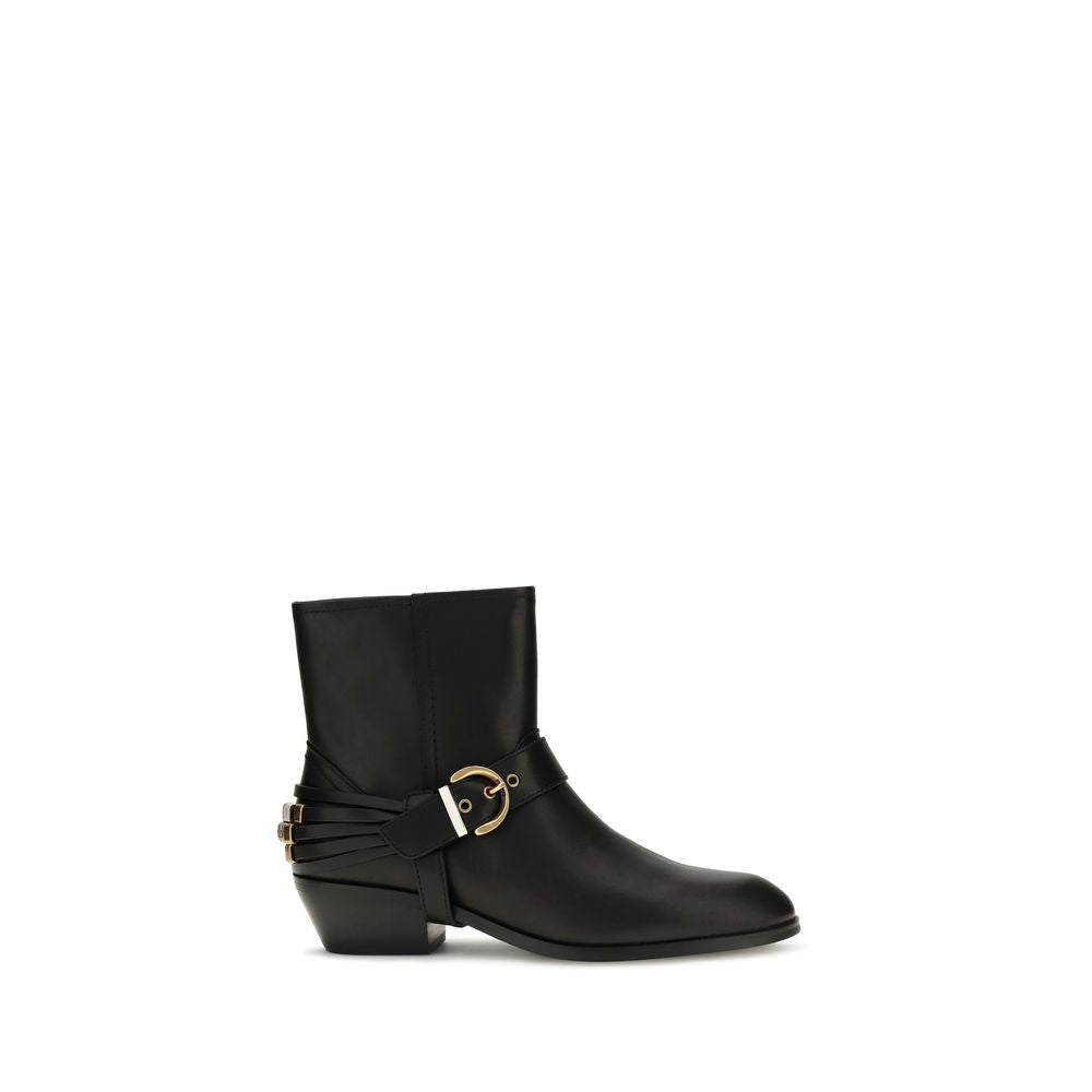 2026 New Arrival PINKO Black Calf Leather Bos Taurus Ankle Boots