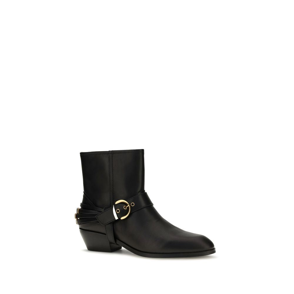 2026 New Arrival PINKO Black Calf Leather Bos Taurus Ankle Boots